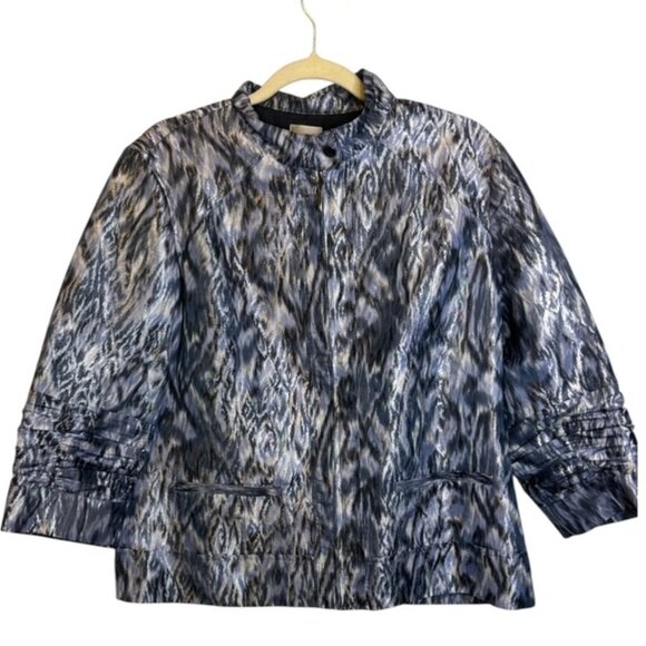 Chico's Jacket Women's Size Large full zip Metallic Purple Silver Chico's 2 - Picture 1 of 3